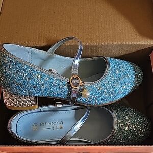 Blue Glitter Mary Jane Shoes